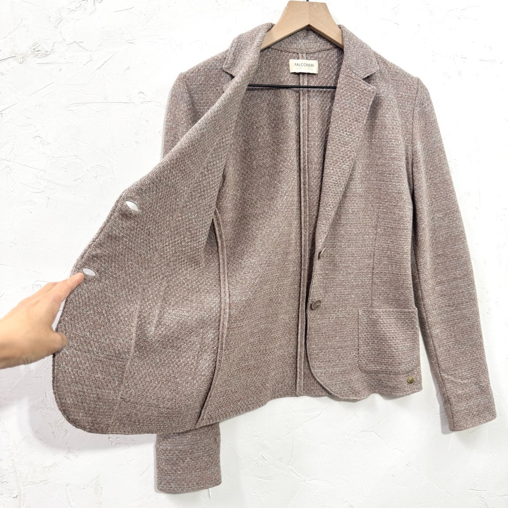 Falconeri Italy Cotton Linen Knit Blazer Small Beige Mélange - Picture 5 of 13